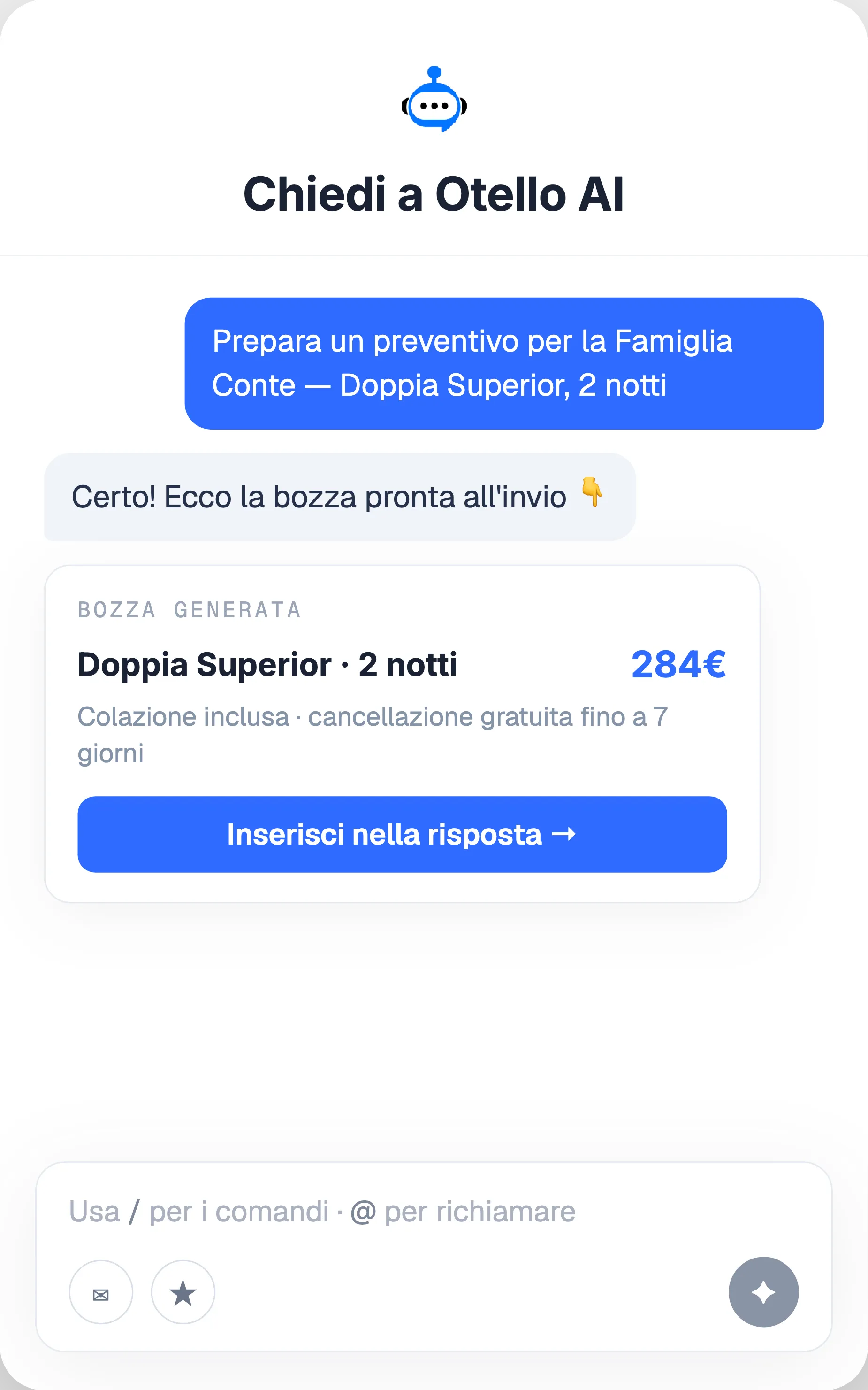 Copilota Chiedi a Otello AI nel pannello destro della console
